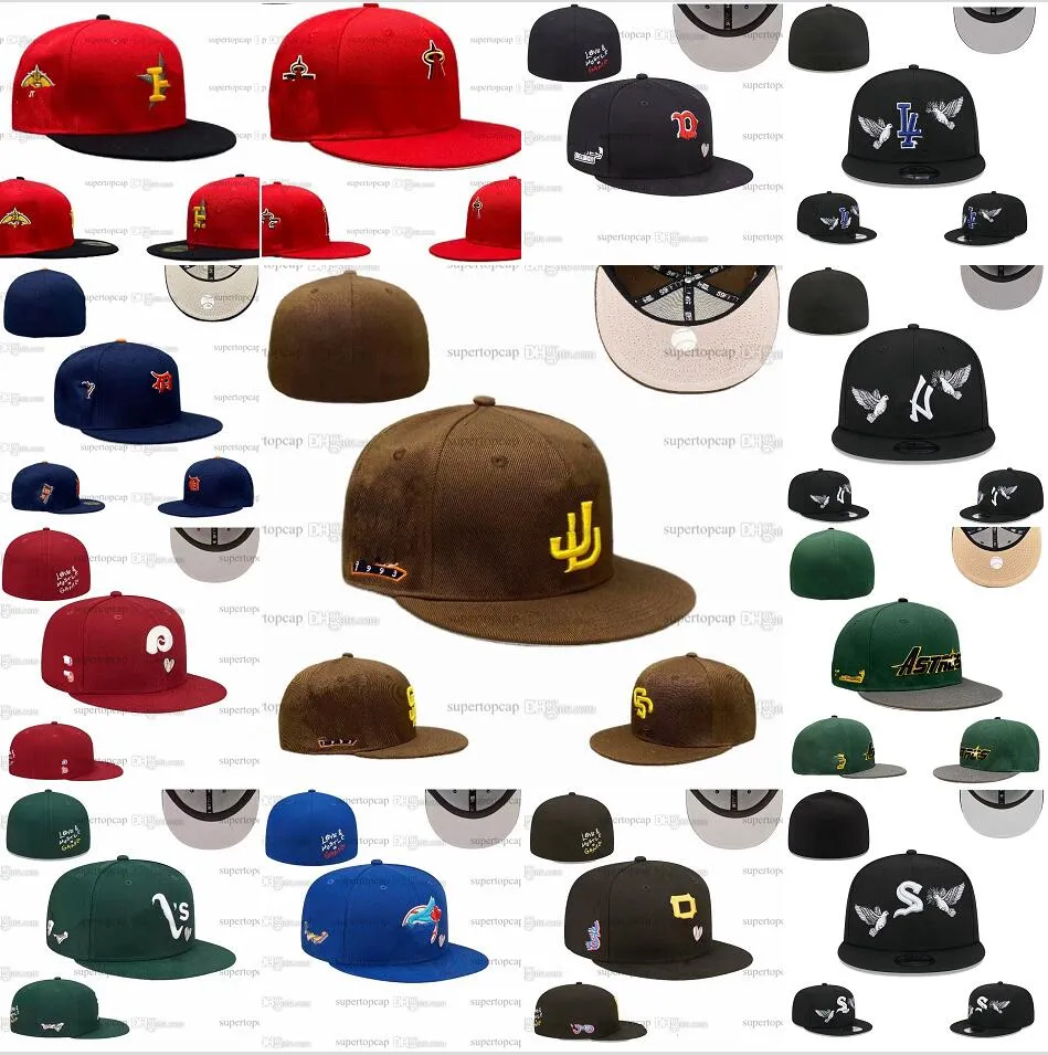 2024 Men's Baseball Full Closed Caps Patched embroidery Letter Bone Men New York Black Color All 32 Teams Casual Sport Flat Fitted hats Love Hustle SD hat FF1-02