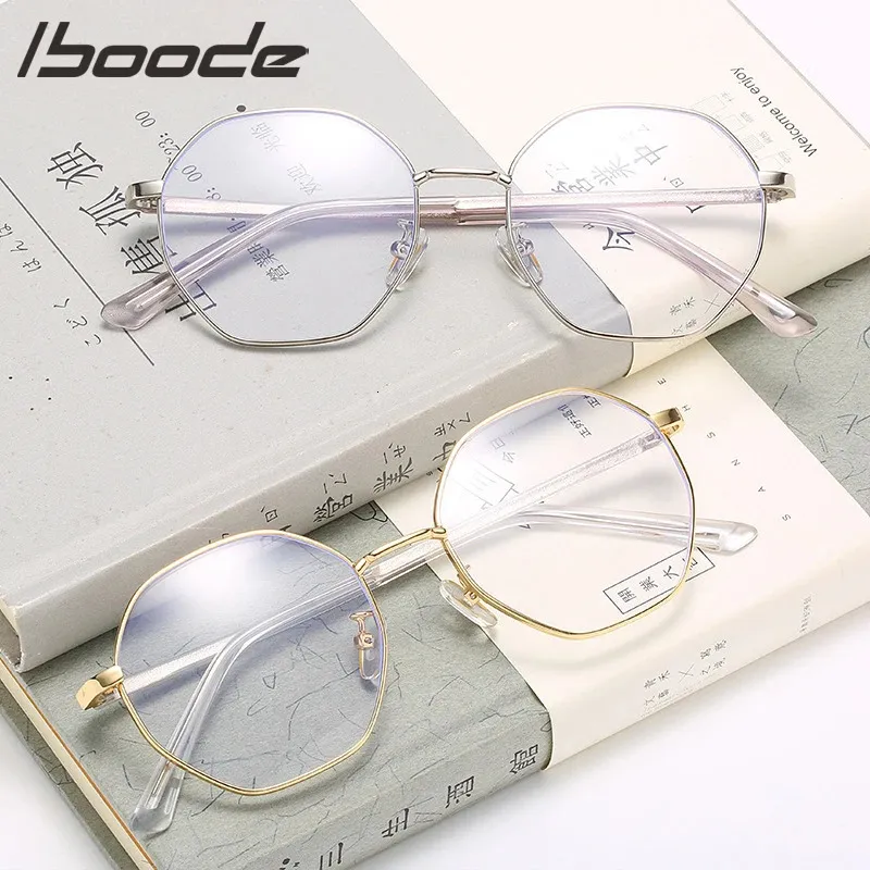 Polygon Eyeglass Frames Unisex Gold Alloy Round Prescription  display picture 3