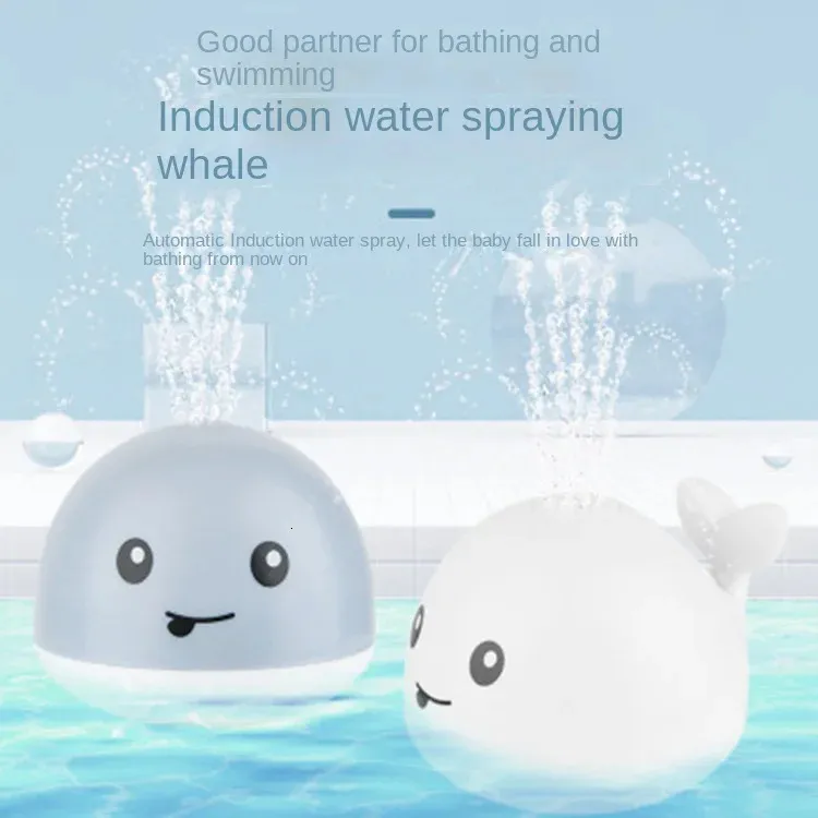 Baby Light Up Bath Tub Toys Whale Water Sprinkler Pool Toys for Toddlers Infants Whale Water Sprinkler Pool Water Toys 240307