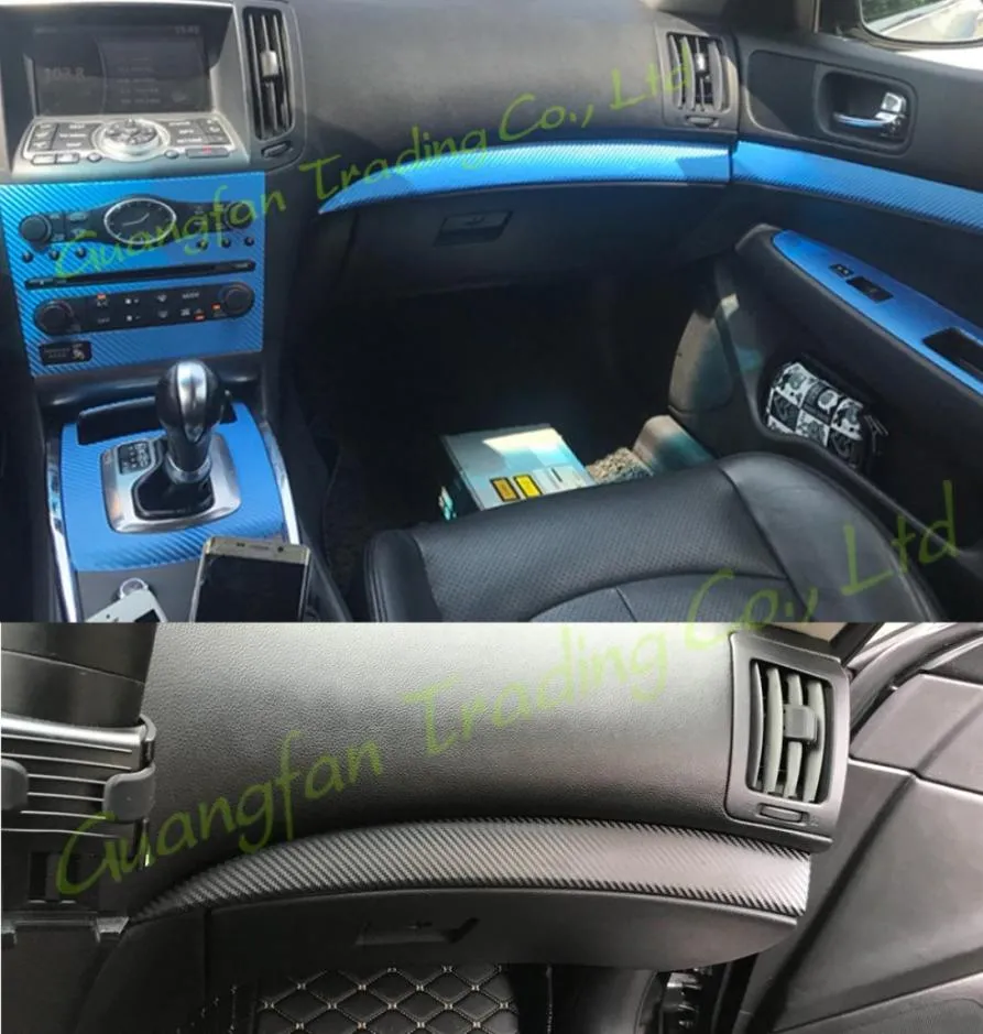Pour Infiniti G25 G35 G37 20072013 3D5D fibre de carbone voiture intérieur Console centrale couverture changement de couleur moulage autocollant Decals2603257