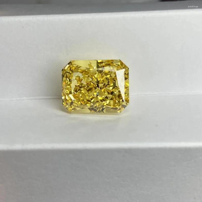 Diamantes soltos Meisidian 6A 8X10 4 CTS Radiante Corte Esmagado Zircônia Cúbica Vivied Diamante Amarelo Preço por quilate