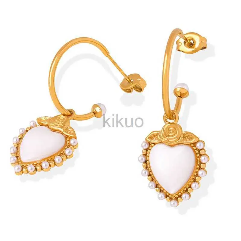 Dangle Chandelier Marka Cute Heart Earrings For Women Stainless Steel Gold Plated Jewelry Shell Pendant Girl Dangle Earrings Wedding Gifts 24316