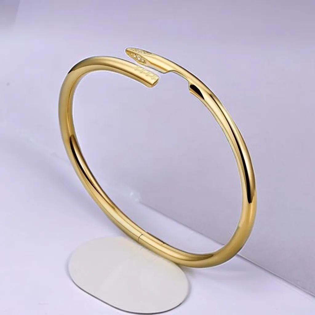 Bracciale classico Bracciale per unghie Oro argento Acciaio al titanio Bracciale placcato oro 18 carati Set Diamante Amore Bracciale in oro con diamanti Donna Uomo Gioielli firmati