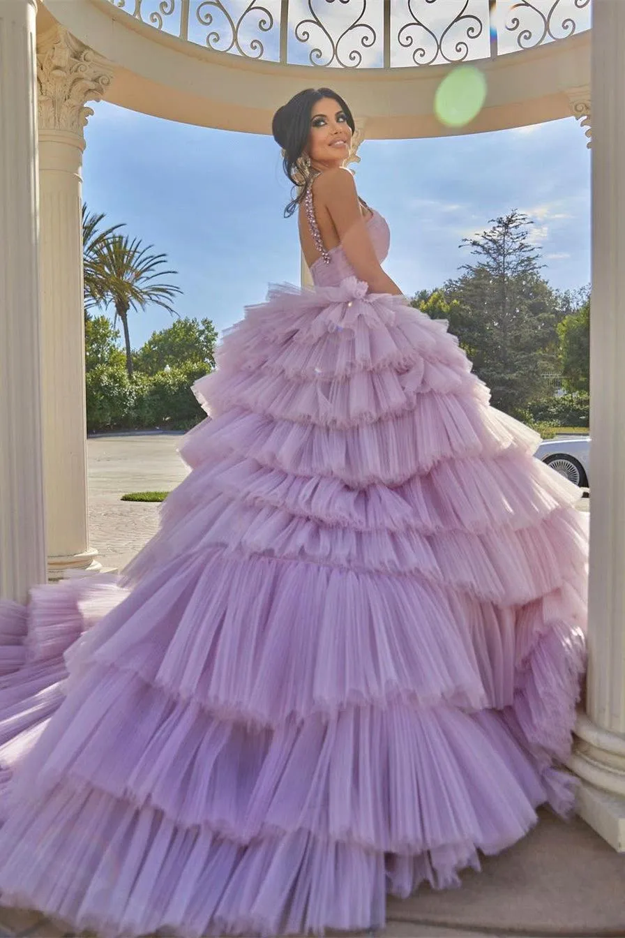 strapless open back dress Purple Backless Lace Prom Dresses, Lilac Backless Lace Formal Graduati –  jbydress main image 0