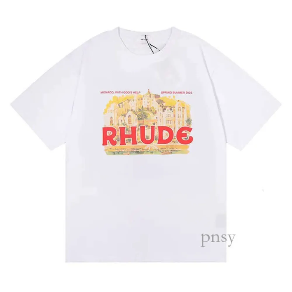 NOUVEAU Rhude Shirt Hommes T-shirt de haute qualité Tess Designer Mode décontractée à manches courtes Hommes Femmes Cou Rhude Court T-shirts US Taille S-xxl 420