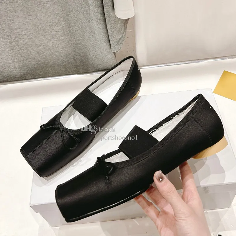 Seide Elastic Band Retro Ballet Flats Süße bequeme flache Schuhe für Frauen lässig Squanre Zehen Retro Zapatos Mujer