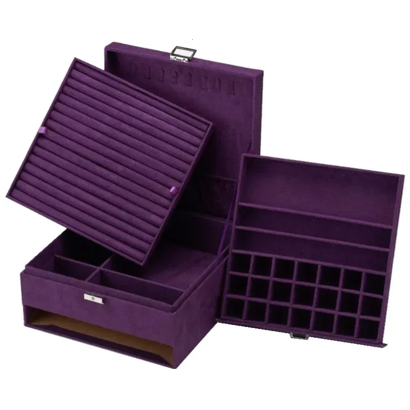 Fashionable And Generous High Quality Velvet Jewelry Box With Large Capacity Fashion Gift 240315