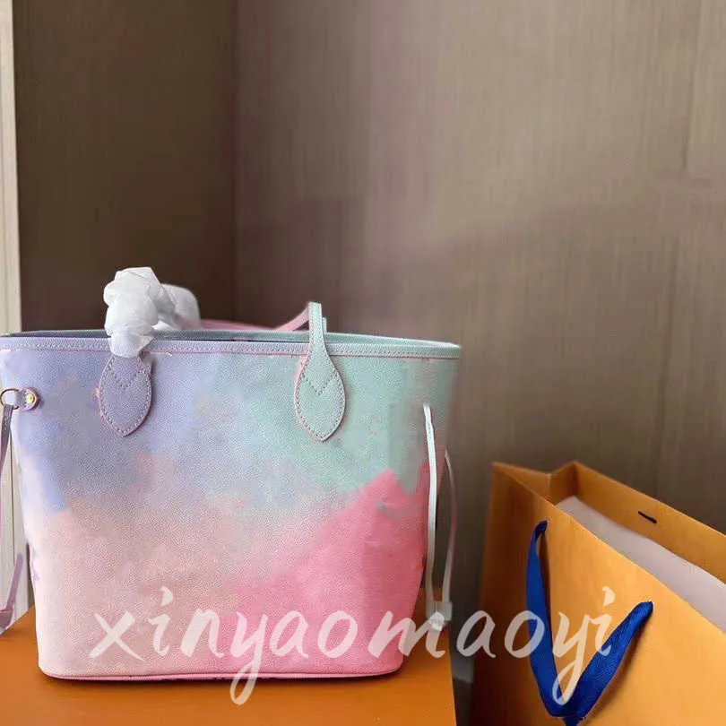 Sacs de soirée Femmes Designer Femmes BagViutonity Never MM Full Tote SPRING IN Sacs à bandoulière dégradés colorés Midnight Fuchsia Sunrise Pastel Sunset Kaki