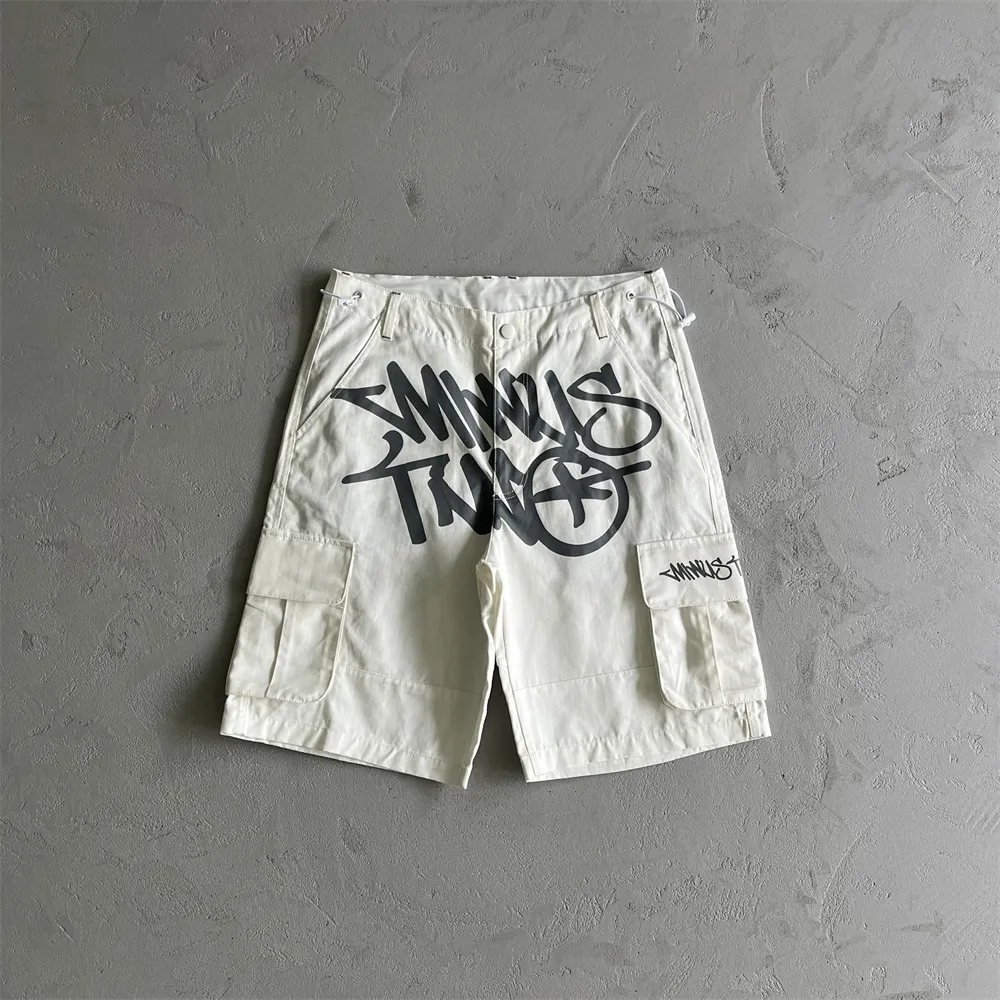 MINUSTWO CARGO KRÓTKI GRAFF Pięciopunktowe spodnie 3 kolory swobodne spodnie hip-hopowe dla mężczyzn i kobiet