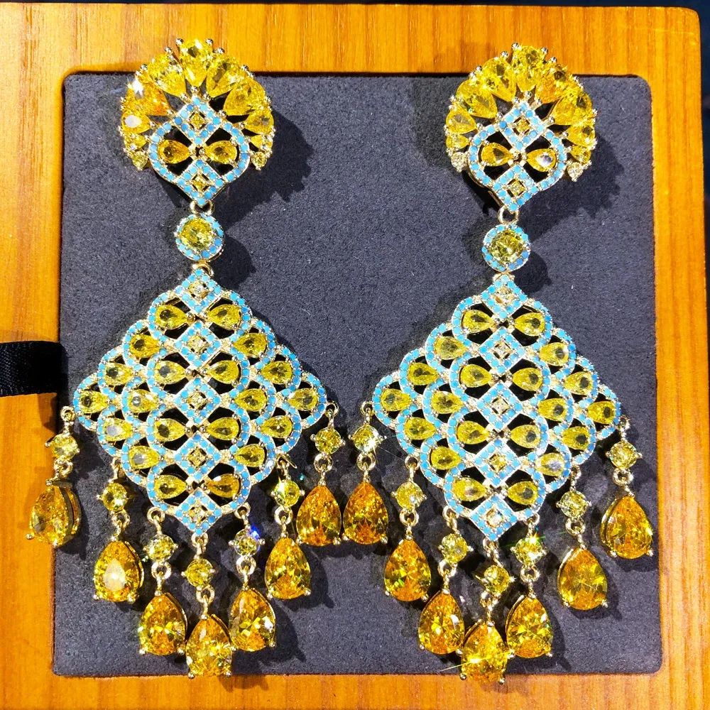 Missvikki boucles d'oreilles magnifiques à la mode pour les femmes de mariage cubique Zircon indien dubaï boucles d'oreilles de mariée bijoux fantaisie fête quotidienne 240307
