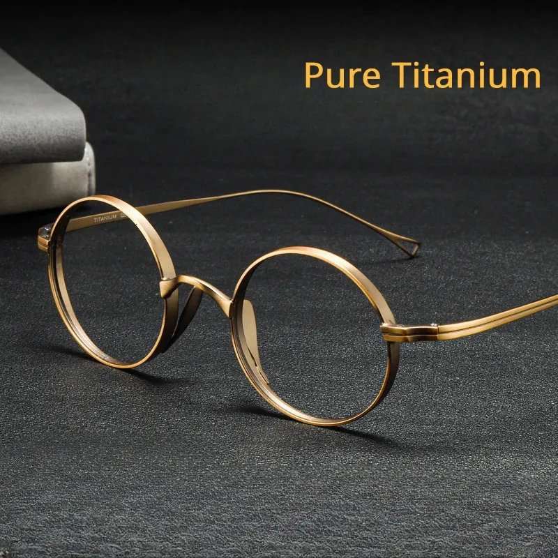 Japanese Pure Glasses Frame Handmade Retro Oval Round Men Eyeglasse Myopia Reading Eyewear Frames 240314