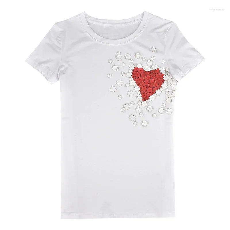 Dames T-shirts Liefde Gedrukt Bloemen Modemerk Shirt Vrouwen T-shirt Tops Tee Femme Arrivals Casual Blusa Gratis schip