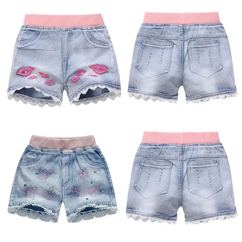 Mädchen Denim Shorts Teenager Sommer Spitze Kurze Hosen Kinder Strand Kleidung Kinder Shorts Für Teenager Mädchen 240305