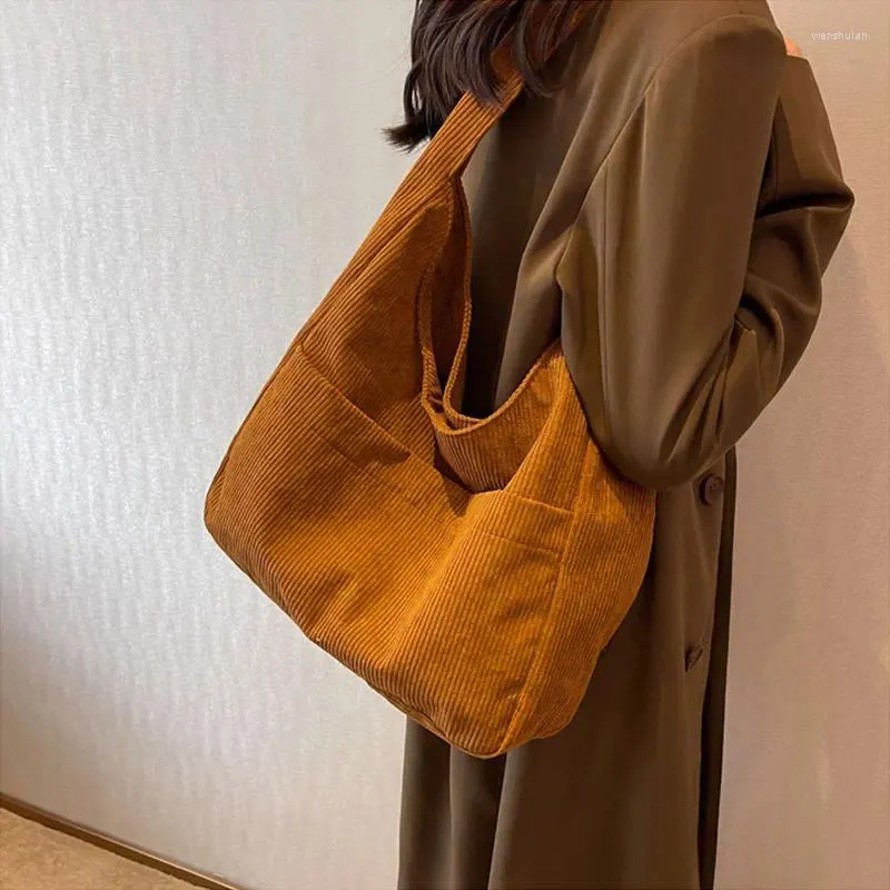 Evening Bags Solid Color Women Canvas Shoulder Tote For 2024 Casual Womens Designer Hasp Handbags Trend Female Armpit Bag