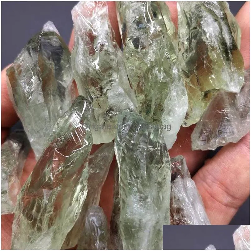 Loose Gemstones Diy Irregar Natural Green Crystal Lucky Gemstones Energy Stone For Handmade Pendant Necklaces Jewelry Making Drop Del Dhxio