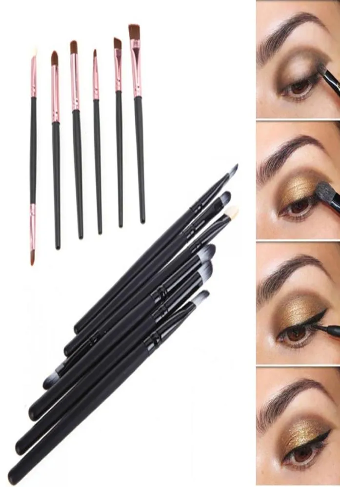 Cały 6 szt. Profesjonalne kosmetyki makijażu szczotki do powiek do oczu Eyeliner Nos Smudge Smudge Set Zestaw narzędzi do makijażu oczu 7594190