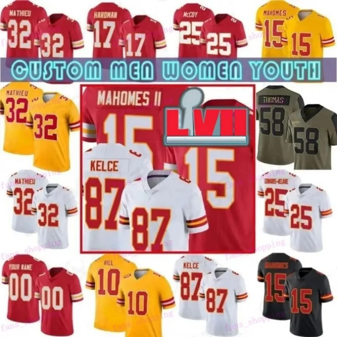 Patrick Mahomes Travis Kelce Isiah Pacheco Camisas de futebol Rashee Rice Nick Bolton Kadarius Toney Creed Humphrey Chris Jones Felix Anudike-Uzomah Harrison Butker