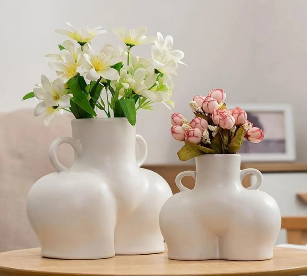 Nouvelle mode créative nordique en céramique Simulation corps Art fleur séchée plante Arrangement Vase décoration maison Decorat ornements9604921