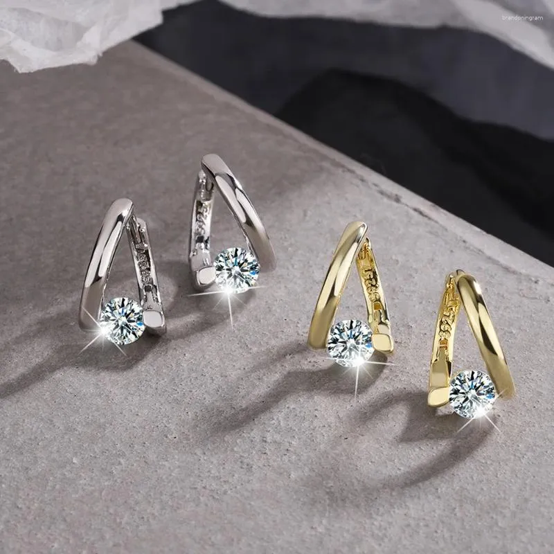 후프 이어링 2024 스털링 실버 925 Huggies 작은 원형 지르콘 모조 다이아몬드 여성 패션 보석 선물