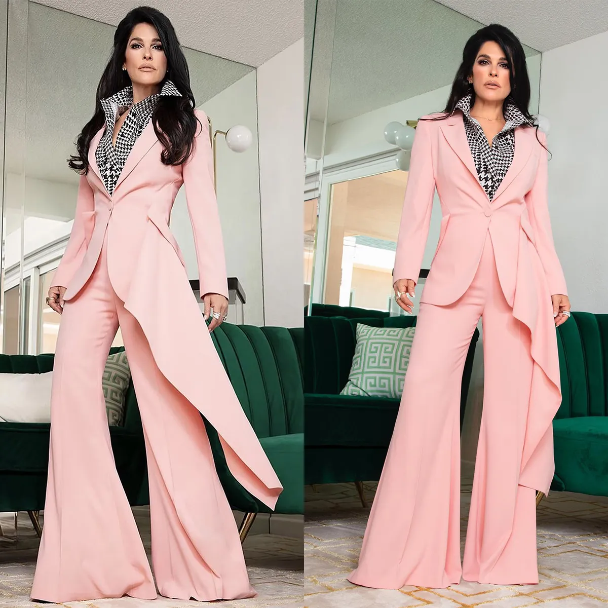 Spring Pink Women Pants Suits Wedding Blazer Slim Fit Long Jacket Gästkläder Slim Fit 2 Pieces