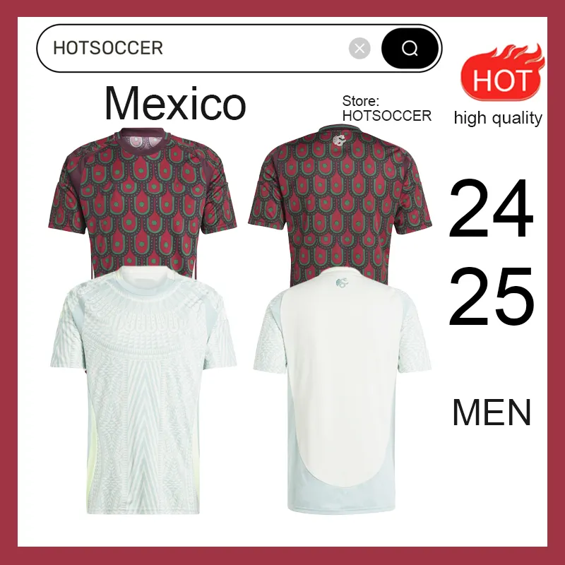 2024 2025 México Camisas de futebol CHICHARITO 24/25 Camisa de futebol da seleção nacional Homens Kit Home Away Camisetas Copa América Maillot Mexique hotsoccer