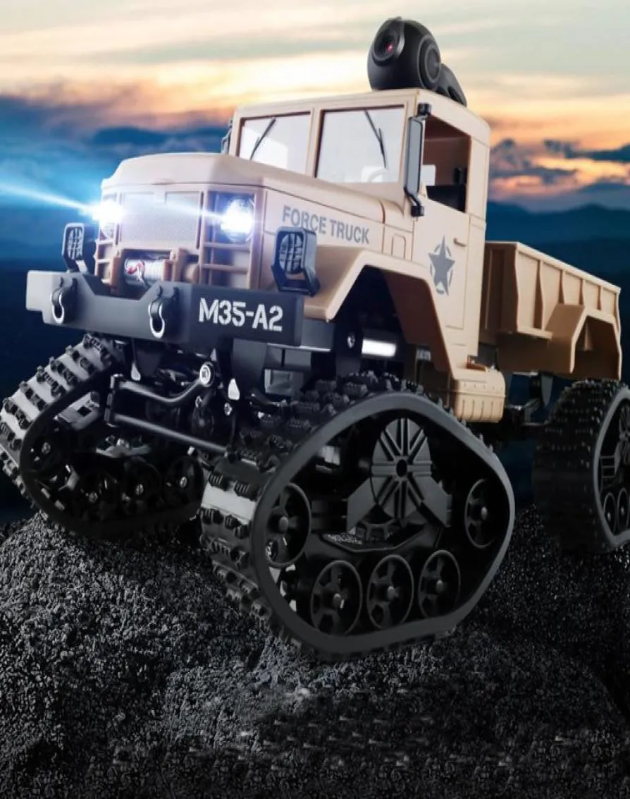 M35A2 24G 4WD Remote Control Military Truck 720p HD Camera WiFi FPV SUV 3KG LOAD LED -lampor för jul Kid Birthday Boy G9130036