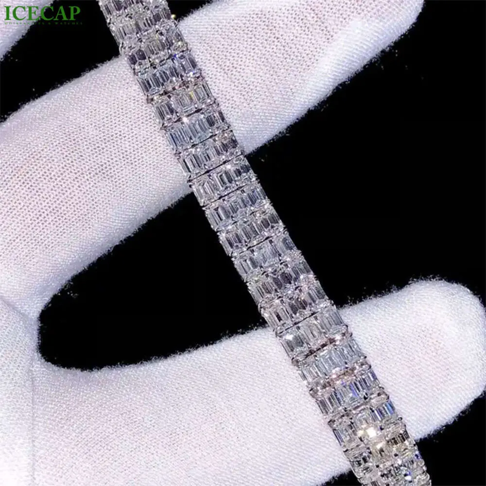 Cena fabryczna Pełna diament Bransoletka Hip Hop 11 mm szerokość VVS MOISSANITE Bransoletka 925 Silver Miami Cuban Link Chain