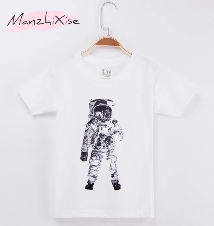 2018 barn tshirt astronauterna utrymme 100 bomull barnskjorta flicka kort t skjortor barn väst baby kläder pojke toppar tonåringar tee5212237