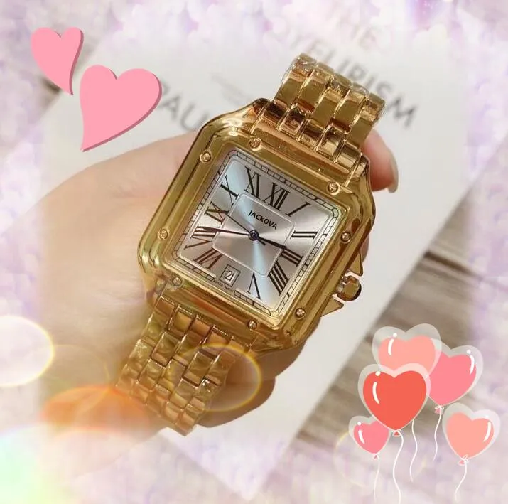 Słynne luksusowe zegarki męskie Square Roman Tank Masteller zegar Rose złoto srebrna sukienka moda kwarc ze stali nierdzewnej Dobrze wyglądający na rękę ze ręką na rękę