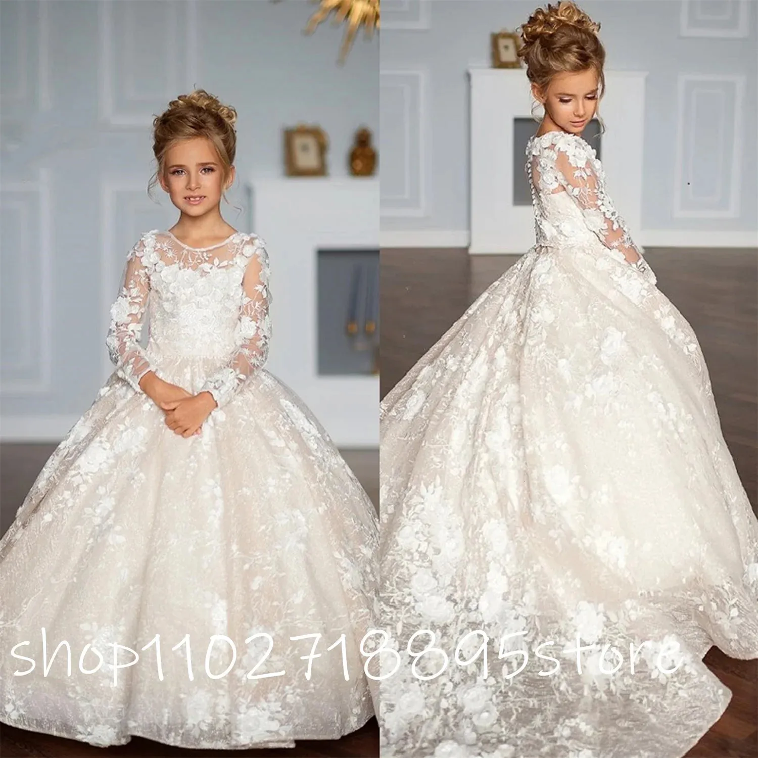 Flower Girl Dress Wows Childrens Prima Comunione Santa Principessa Capo da ballo Tulle Abito da matrimonio 240312