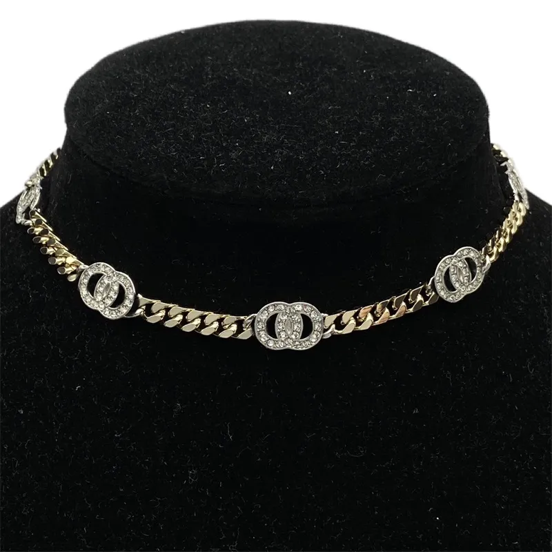 Exquisite designer chokers necklace double letter women chains vintage necklaces plated gold small ball luxury necklace for men designer jewelry zh175 E4