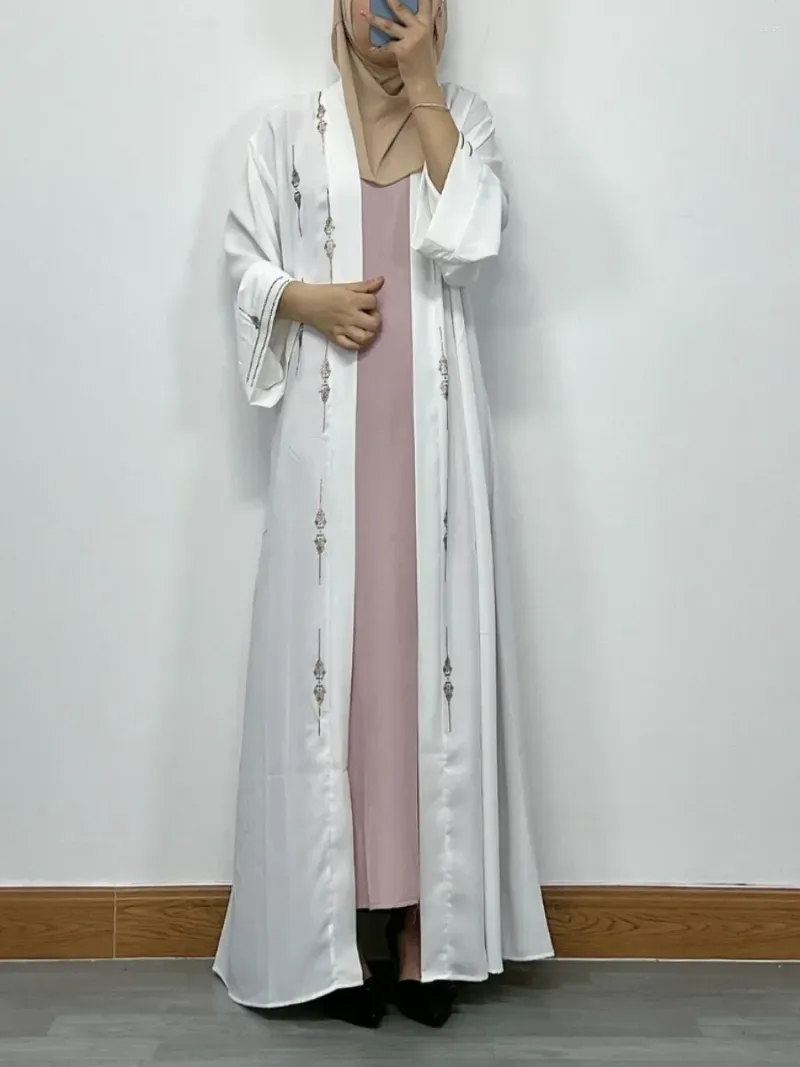 Etniska kläder kvinnor eid muslimska abaya blygsamma långa mantel pärlor lösa ramadan marocko dubai cardigan diamanter abayas kaftan vestidos arab