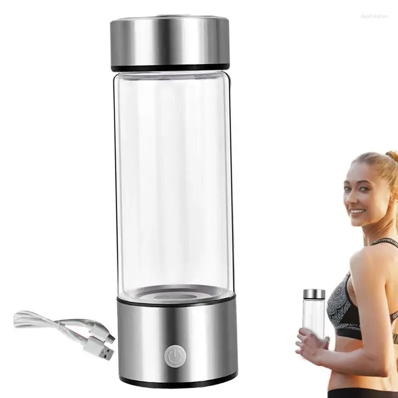 Бутылки для воды, генератор водорода, 420 мл, стеклянная бутылка для здоровья, перезаряжаемая от USB, для женщин и мужчин, велосипедный спорт