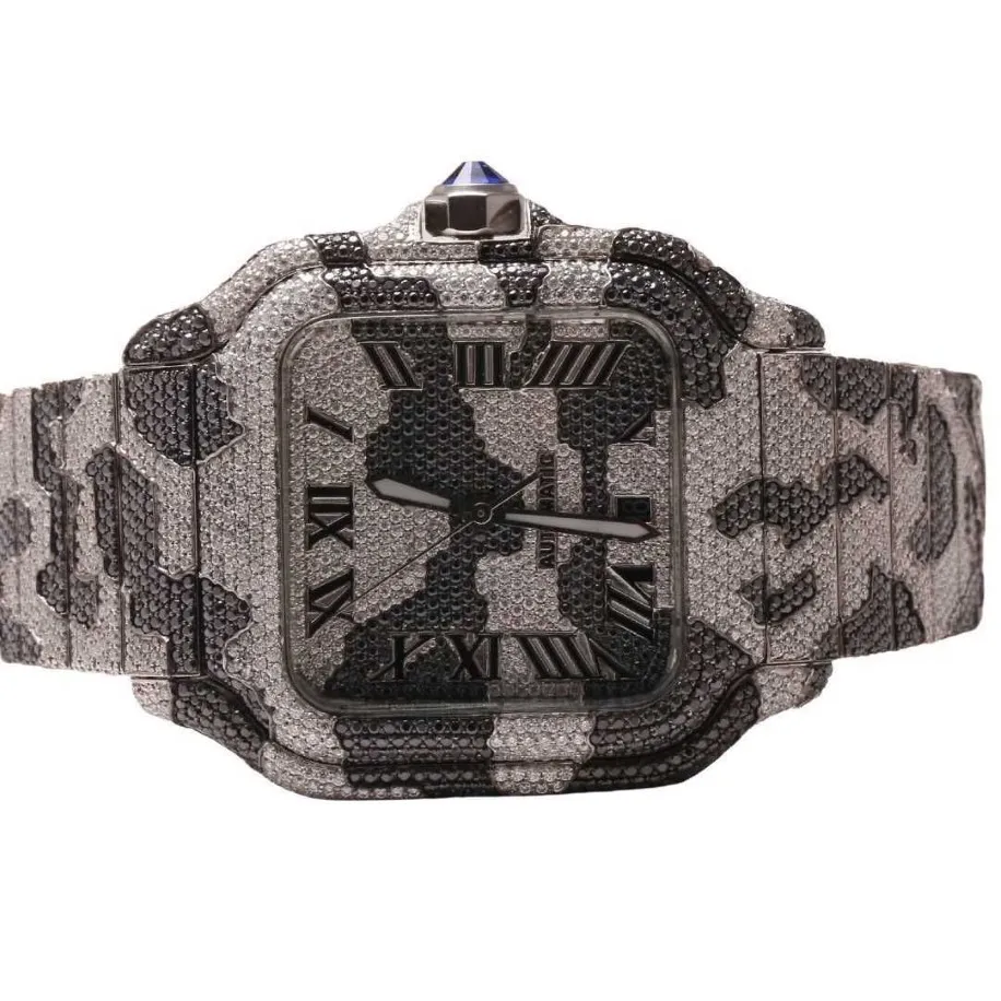 Relógios de pulso hip hop diamante relógio redondo corte todo o tamanho personalizar natural artesanal relógio de diamante para homens diamante watch259s
