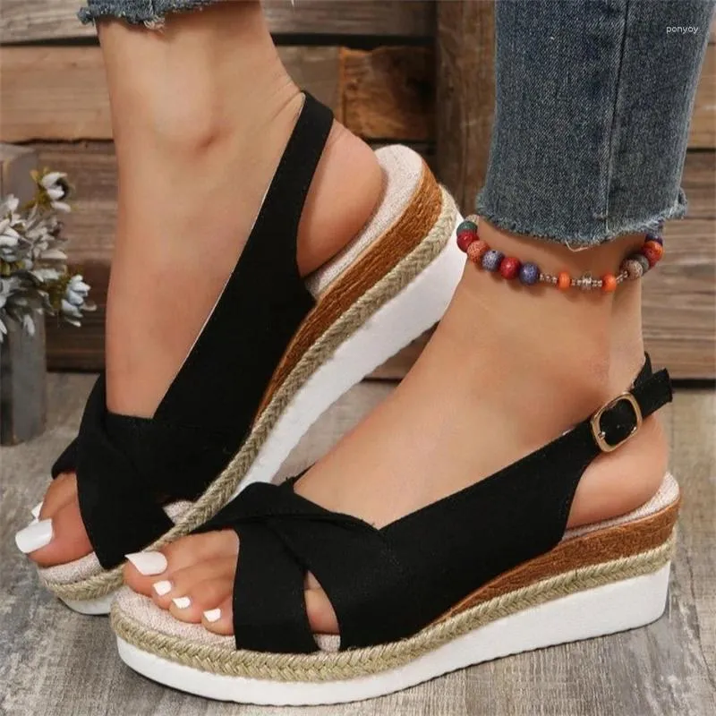 Sandalen Mode Peep Toe Wedge für Frauen 2024 Sommer Leichte Plattform Gladiator Schuhe Frau Plus Größe Rutschfeste Strand