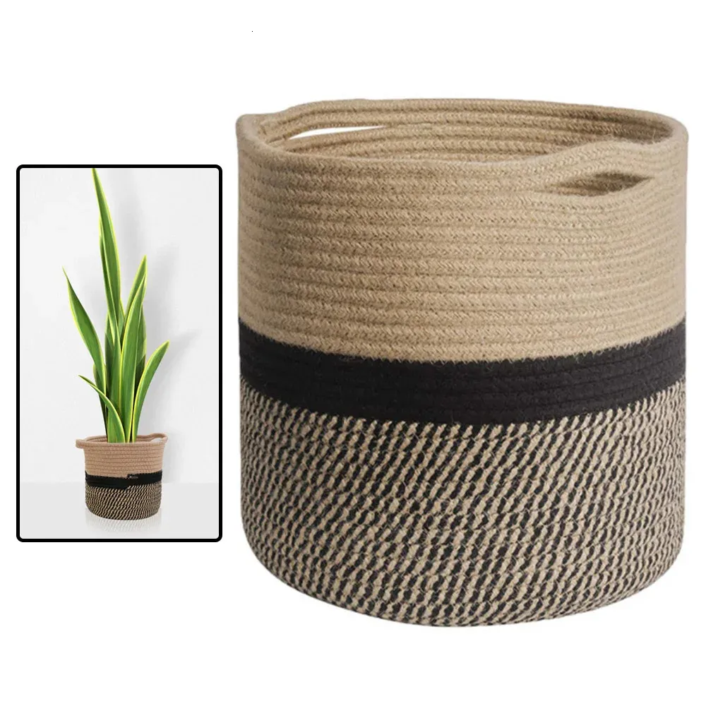 Tuin Plantenbak Mand Bloempotten Handgeweven Stro Plant Pot Planten Container Woondecoratie Binnen Woonkamer Opbergmand 240311