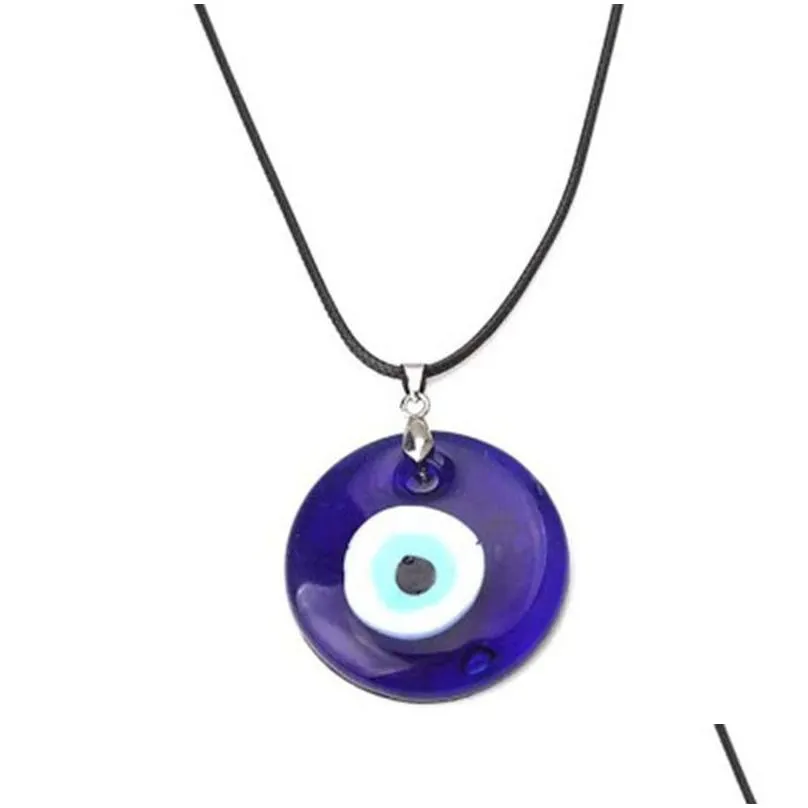 Anhänger Halsketten Mode 30mm Evil Eye Anhänger für Frauen Männer Türkei Blaue Augen Glück Halskette Choker Schmuck Zubehör Drop Delive DHSDH