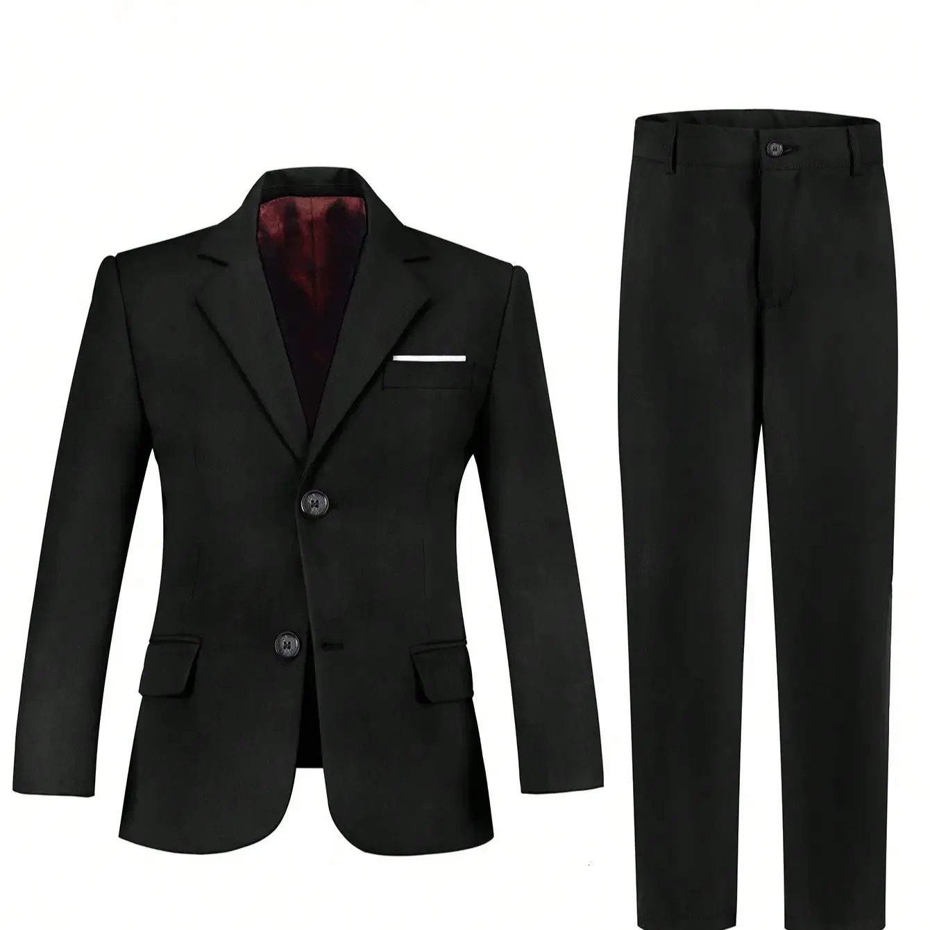 Temporada de volta às aulas Tween Boy terno de duas peças terno preto calças incluídas 240304