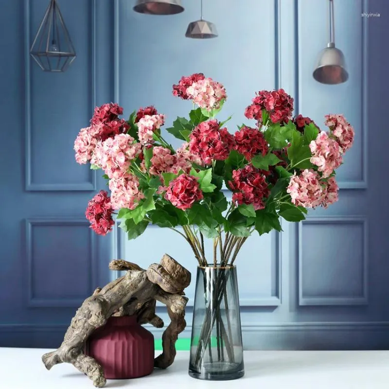 Kwiaty dekoracyjne sztuczna symulacja hortensji plastikowa roślina ślub bukiet domowy dom do domu ogród aranżacja kwiatowa śnieżna piłka śnieżna