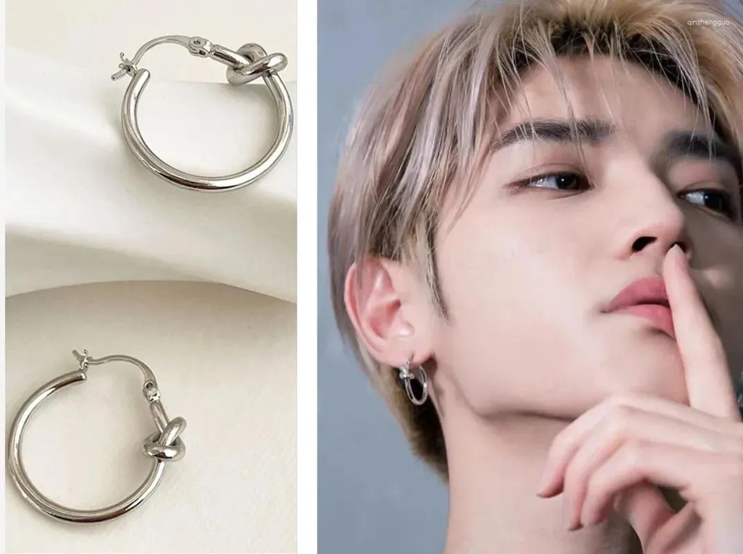 Boucles d'oreilles créoles ondulées coréennes nouées, torsadées Taeyong, accessoires de célébrité INS simples et polyvalents, bijoux cadeaux pour les Fans, 2024