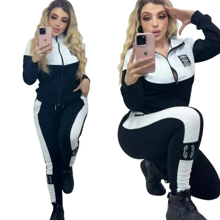 Survêtement pour femmes Designer 2 Set Streetwear Zip Up Pantalon deux pièces Harajuku Sweats à capuche et pantalons de survêtement Costume Casual Vêtements coréens en vrac