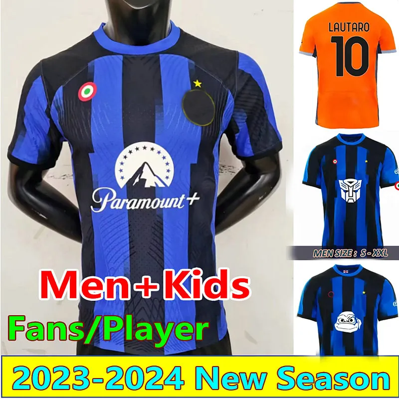 23 24 Thuram Lautaro Soccer Jerseys Fans Player 2023 Arnautovic Maillots de Futol Barella Frattesi Football Shirt de Vrij Dimarco Darmian Bisseck Men kids onform