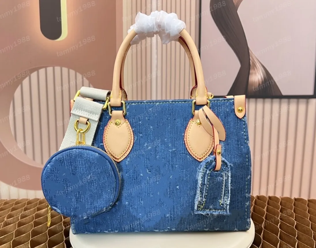 Designers väskor denim blå axelväskor på totes handväskor kvinnor sac plat tote mm m46373 m45659 luxurys crossbody axel väska äkta läder messenger plånbok