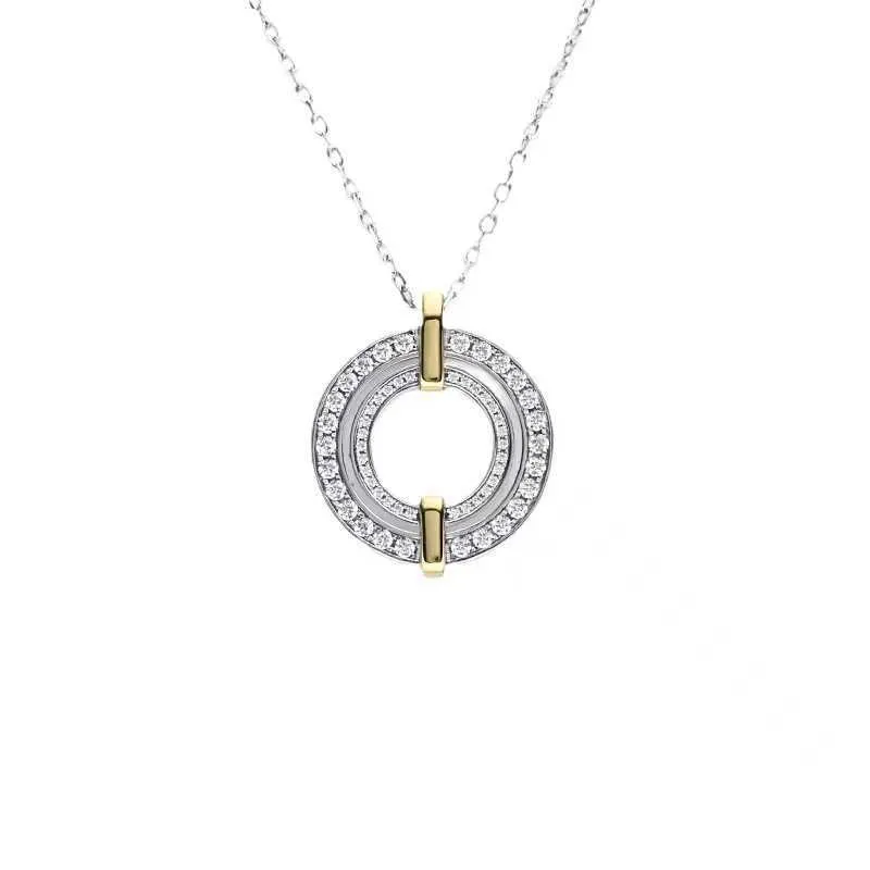 Designer tiffay and co Collana con croce cava piena di diamanti Versione alta V Oro Semplice e alla moda Set grande torta rotonda con catena a collare pendente