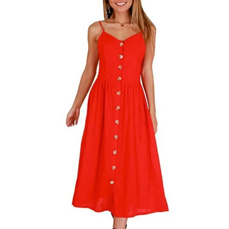 Basic Casual Jurken Elegante Dames Sexy Halflange Jurk Bloem 2024 Zomer Strap Button Off Back Jurk Strand Robe vestiti Donna Zomerjurk DamesC24315