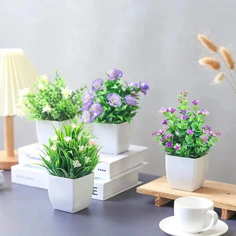 装飾的な花1PCシミュレートされた偽の人工植物家の装飾テーブルトップ飾りユーカリボンサイスモール