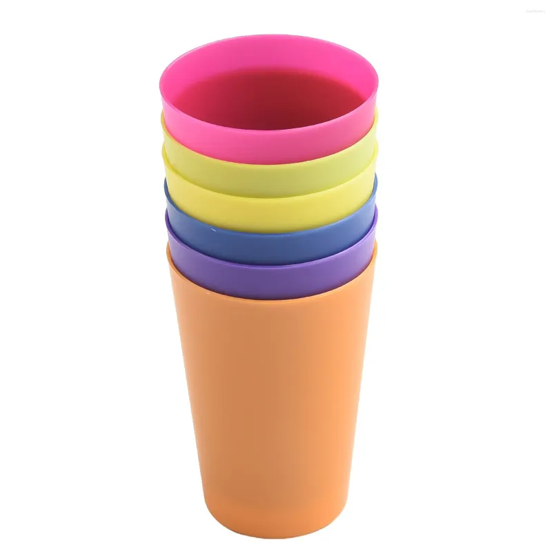 Mokken 6pc Kleurrijke Plastic Bekers Herbruikbare Milieuvriendelijke Drinkbeker Stapelbaar Water Koffie Sap Drank Picknick Reizen Drinkware