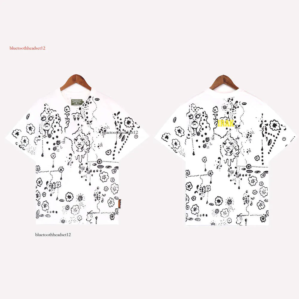 T-shirt firmate Cross Border Fashion Brand Denim Kapok T-shirt stampata per coppie di High Street Maniche corte girocollo larghe e casual