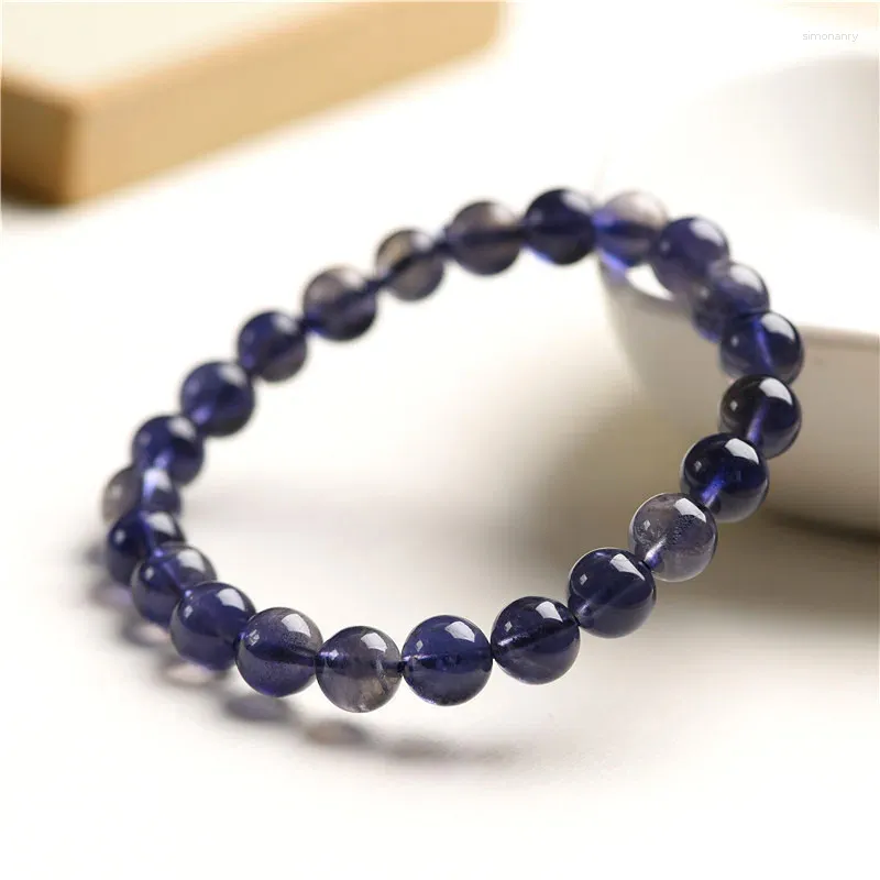 Strand Natuurlijke Blauwe Dichroiet Cordieriet Ioliet Stretch Armband Vrouwen Clear Ronde Kralen Sieraden 7mm 8mm 9mm