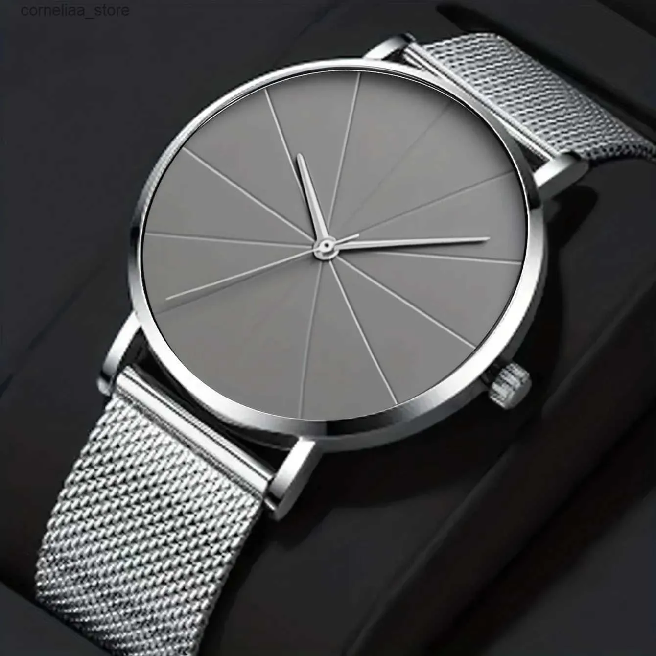 Other Watches 1pc Mens Fashion Ultra Slim Business Stainless Steel Mesh Belt Y240316